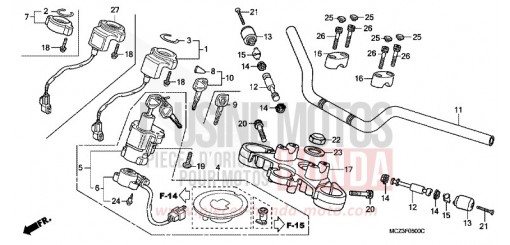 ROHRGRIFF/OBERE BRUECKE CB900F2 de 2002